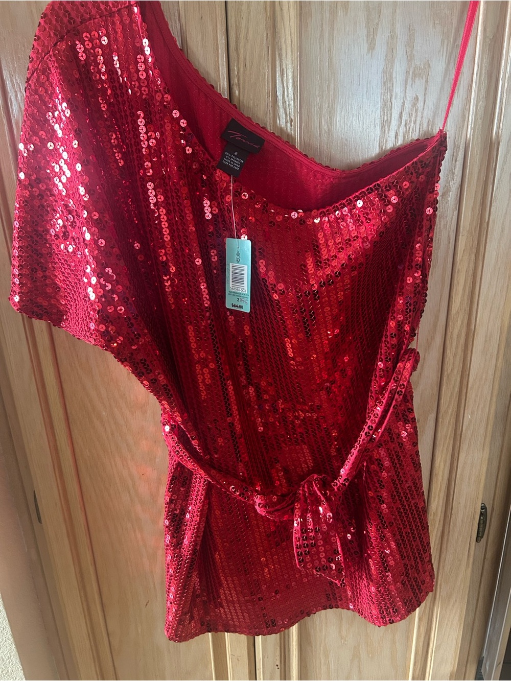 Torrid Red Sequin One-Shoulder Party Top size 2 means 18/20